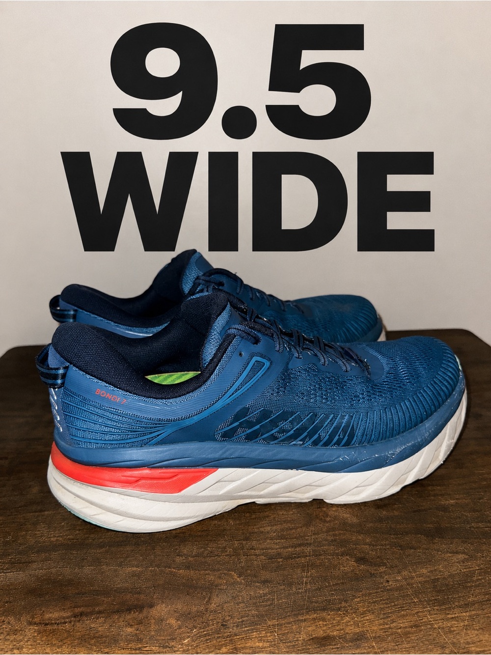 Hoka One One Bondi 7 Men's Size 9.5 Wide Running Shoes Blue